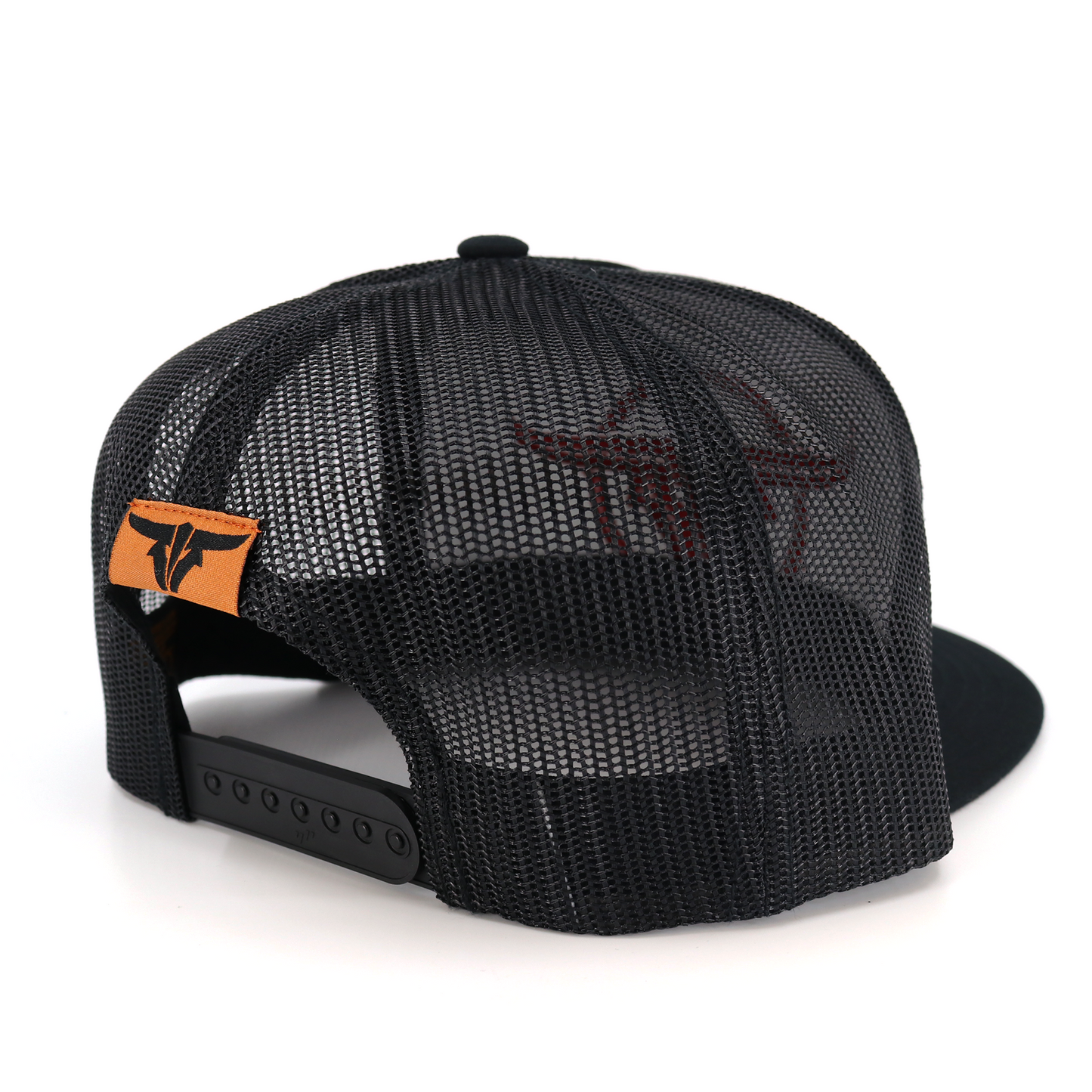 TB Circle Black Trucker Hat - Flat Visor