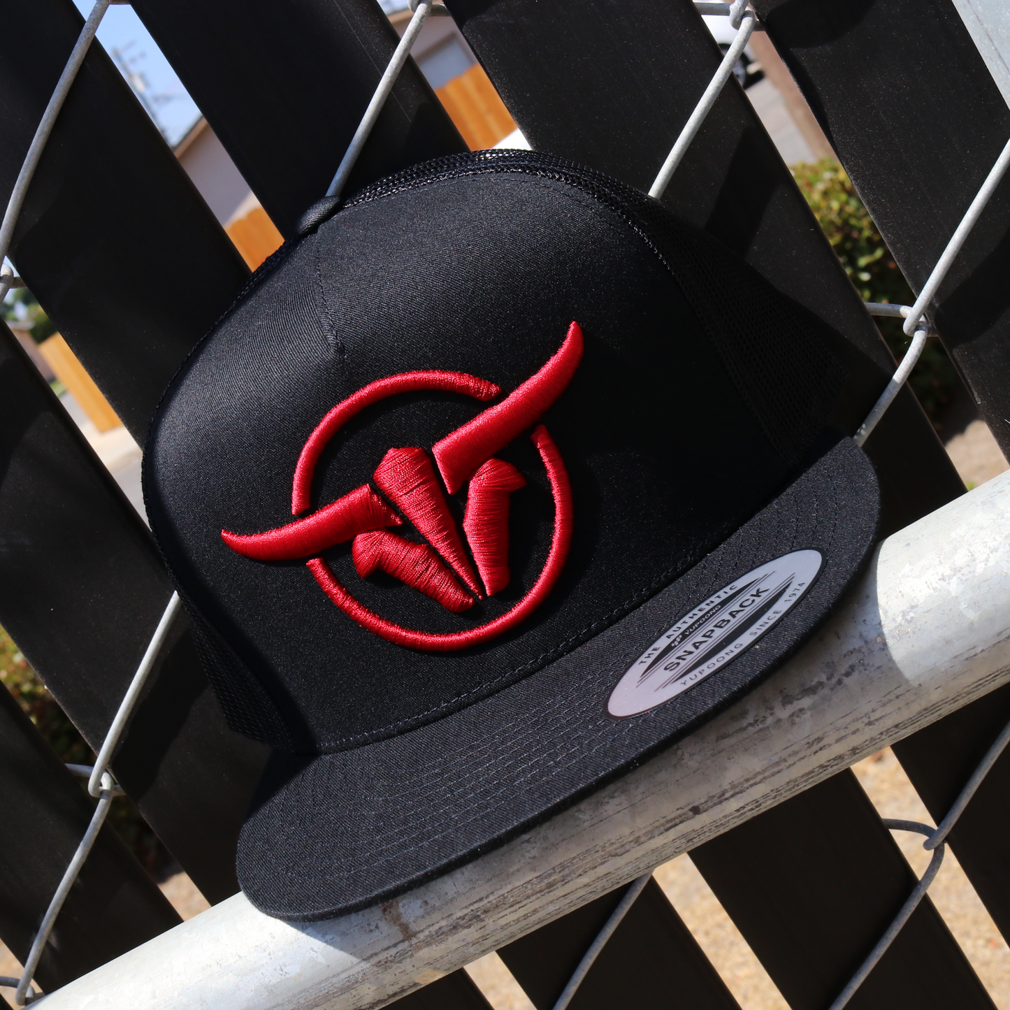 TB Circle Black Trucker Hat - Flat Visor