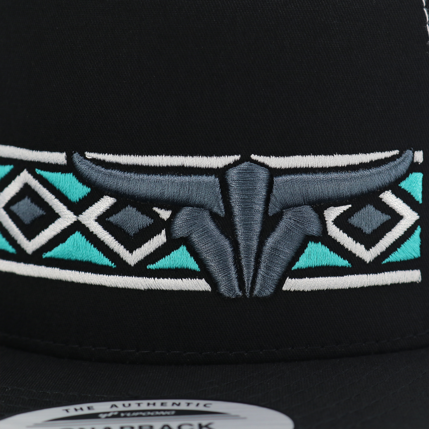 Navajo Black/White Trucker Hat - Flat Visor