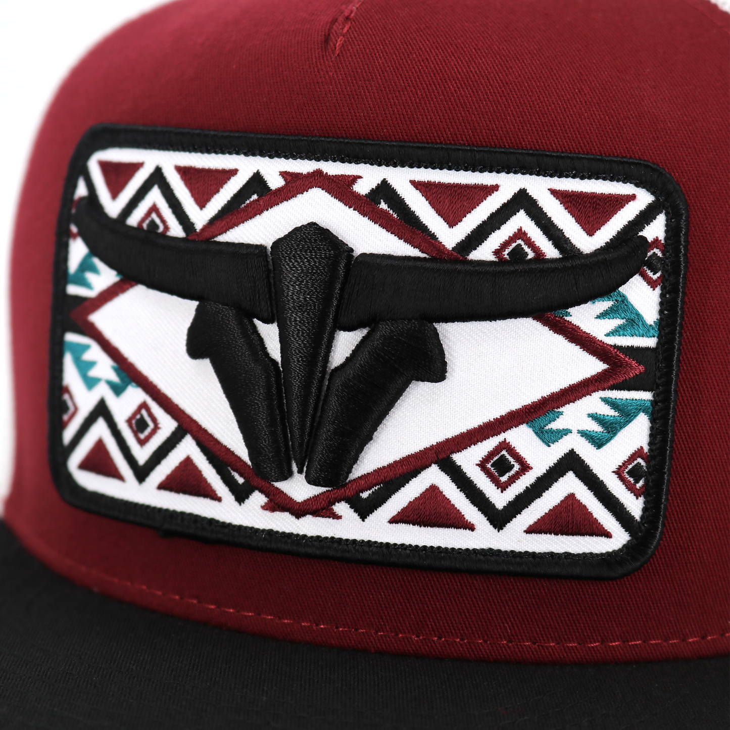 Sonora Black/Maroon/White Trucker Hat - Flat Visor