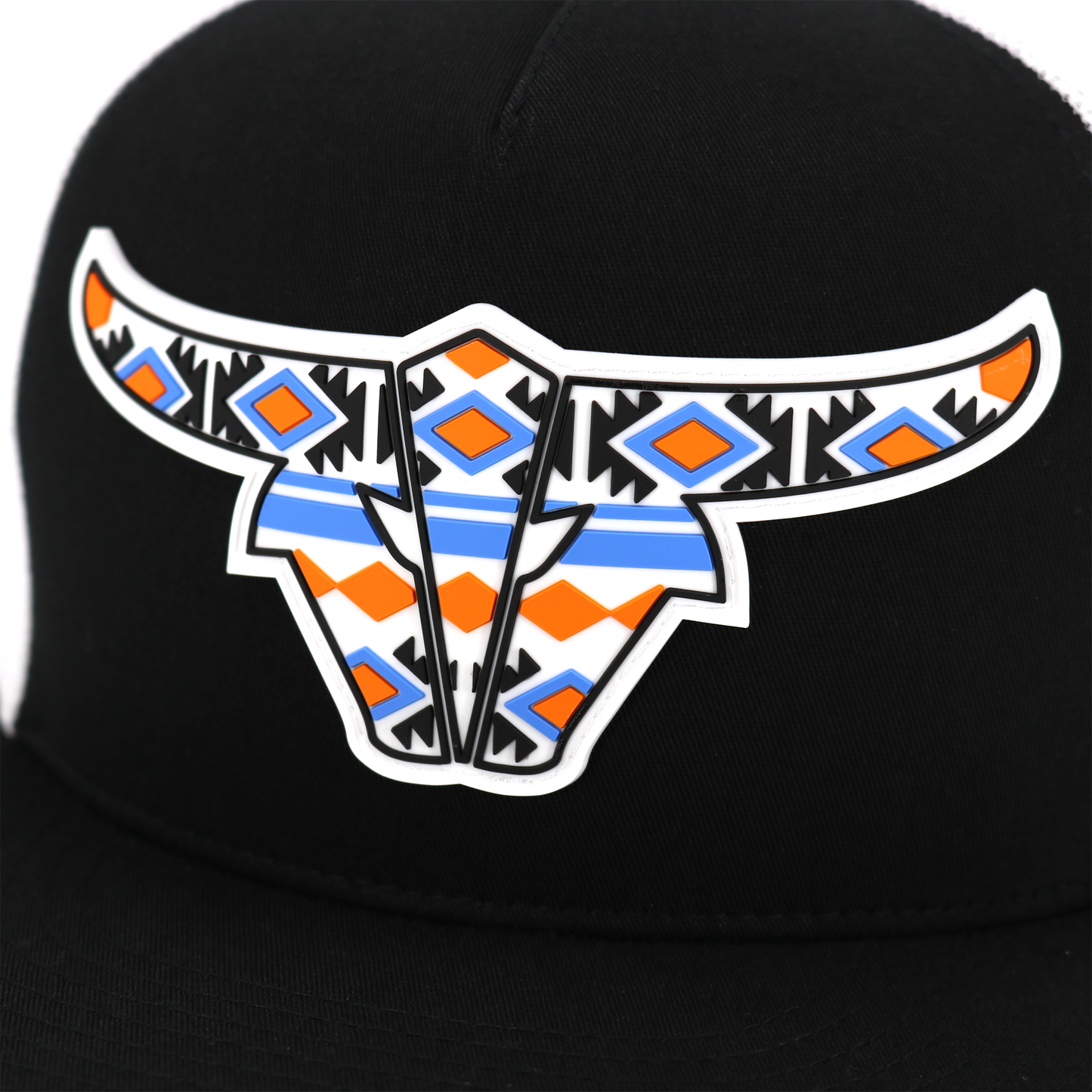 Tribal Black/White Trucker Hat - Flat Visor