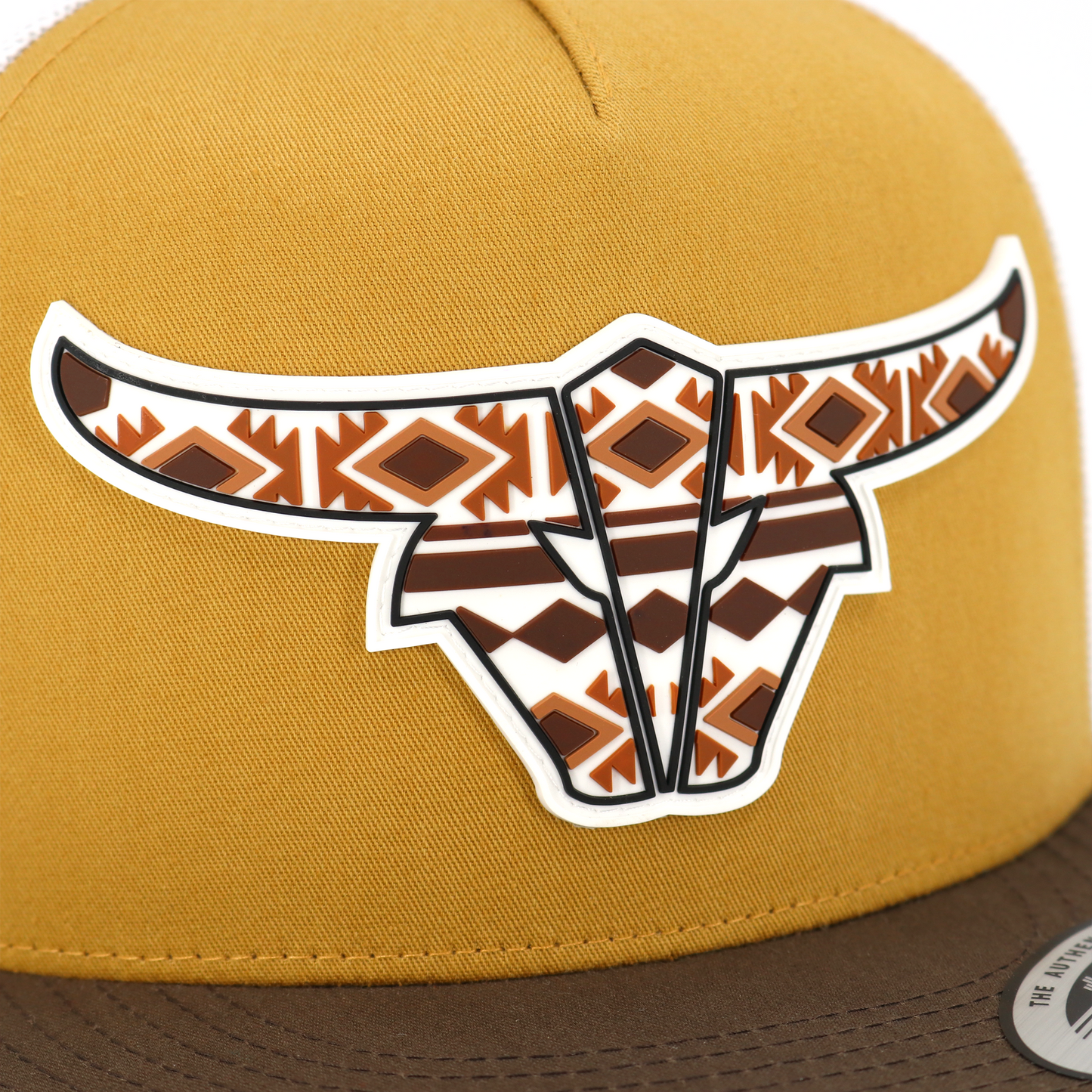 Tribal Brown/Gold/White Trucker Hat - Flat Visor