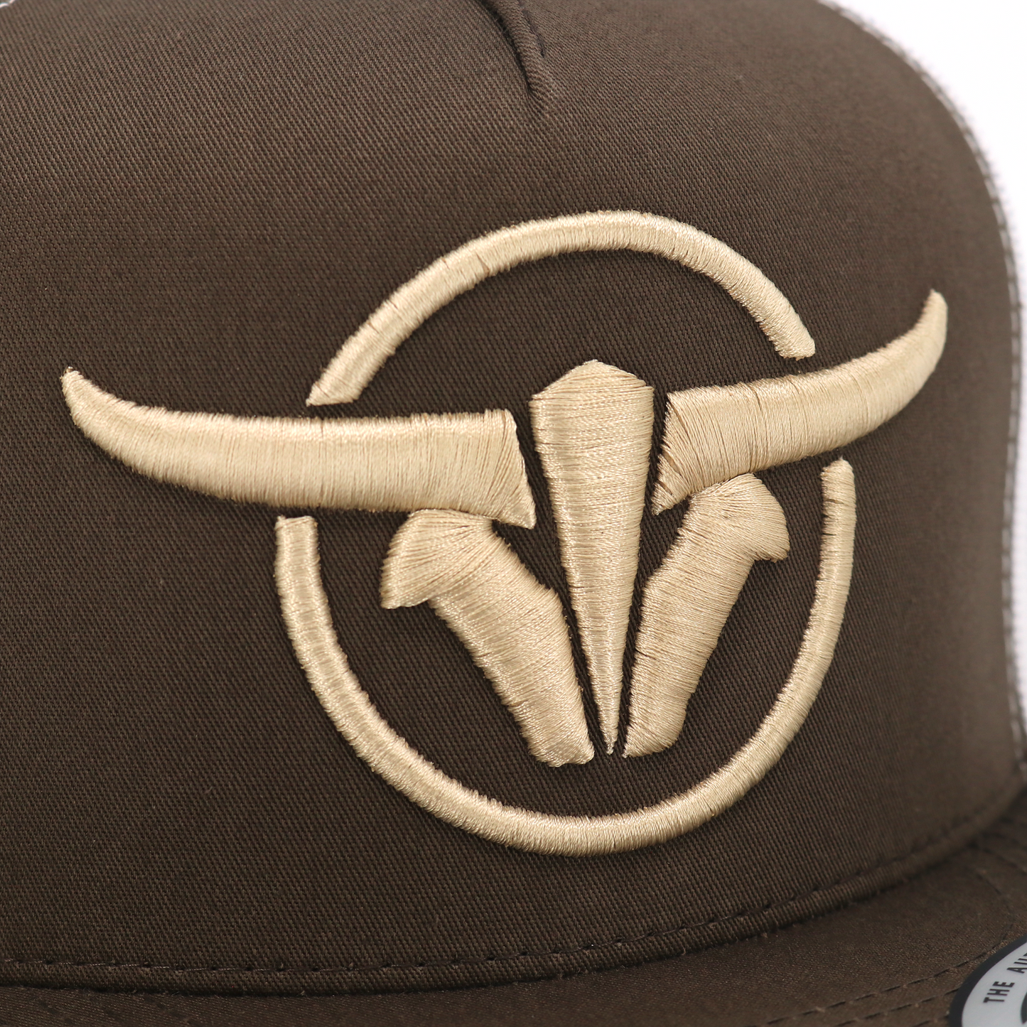 TB Circle Brown/White Trucker Hat - Flat Visor