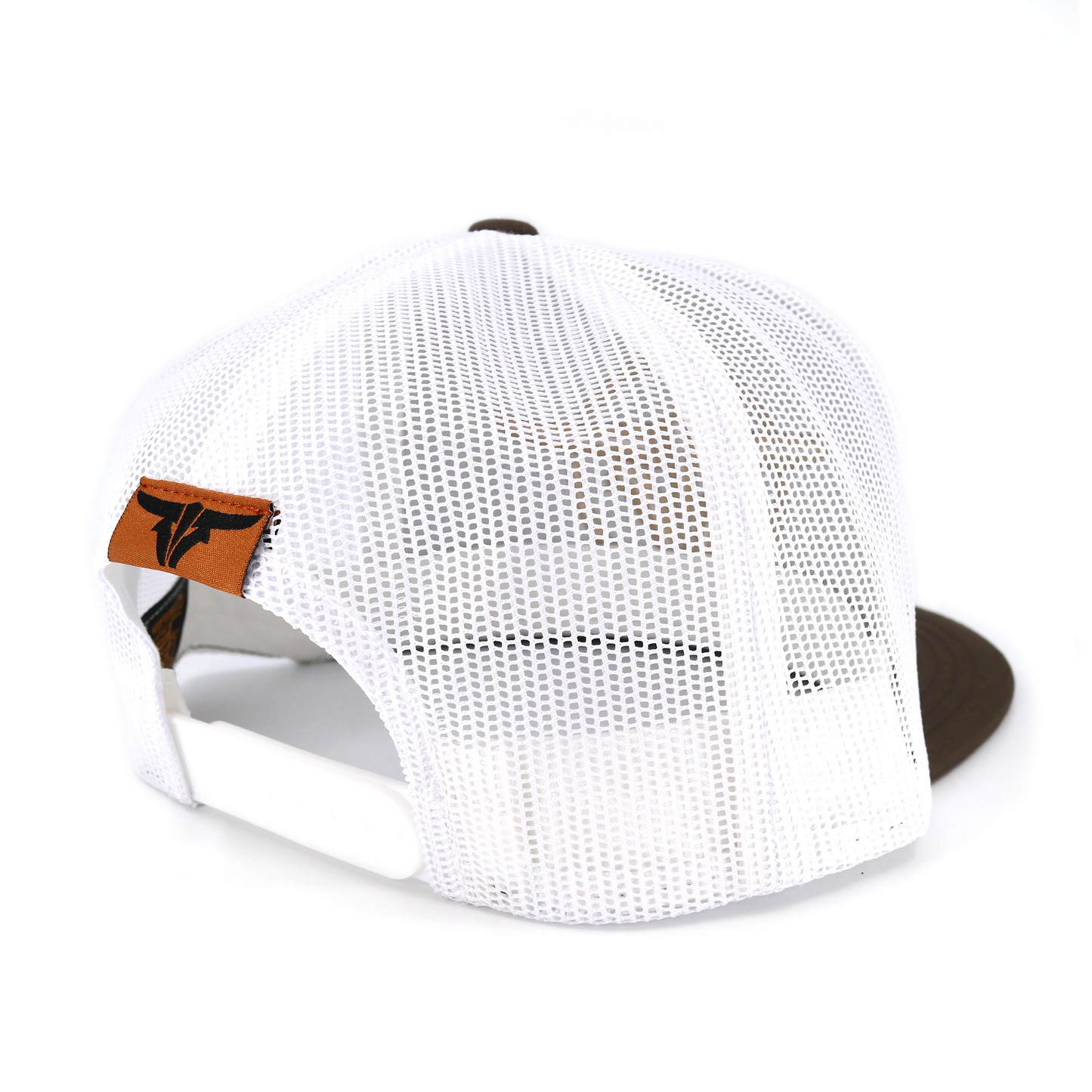 TB Circle Brown/White Trucker Hat - Flat Visor