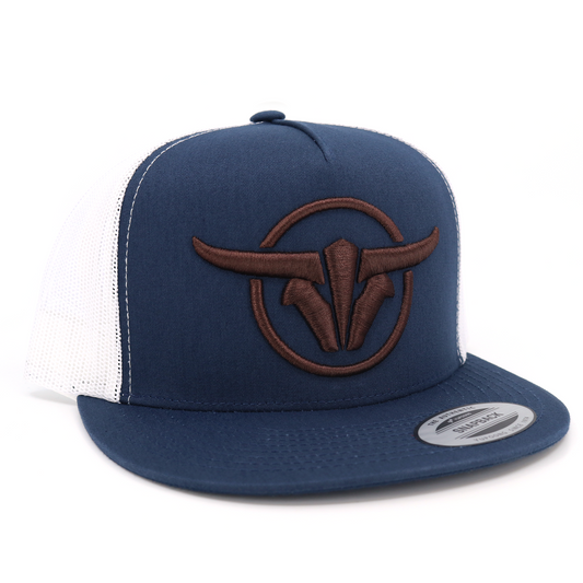 TB Circle Navy/White Trucker Hat - Flat Visor