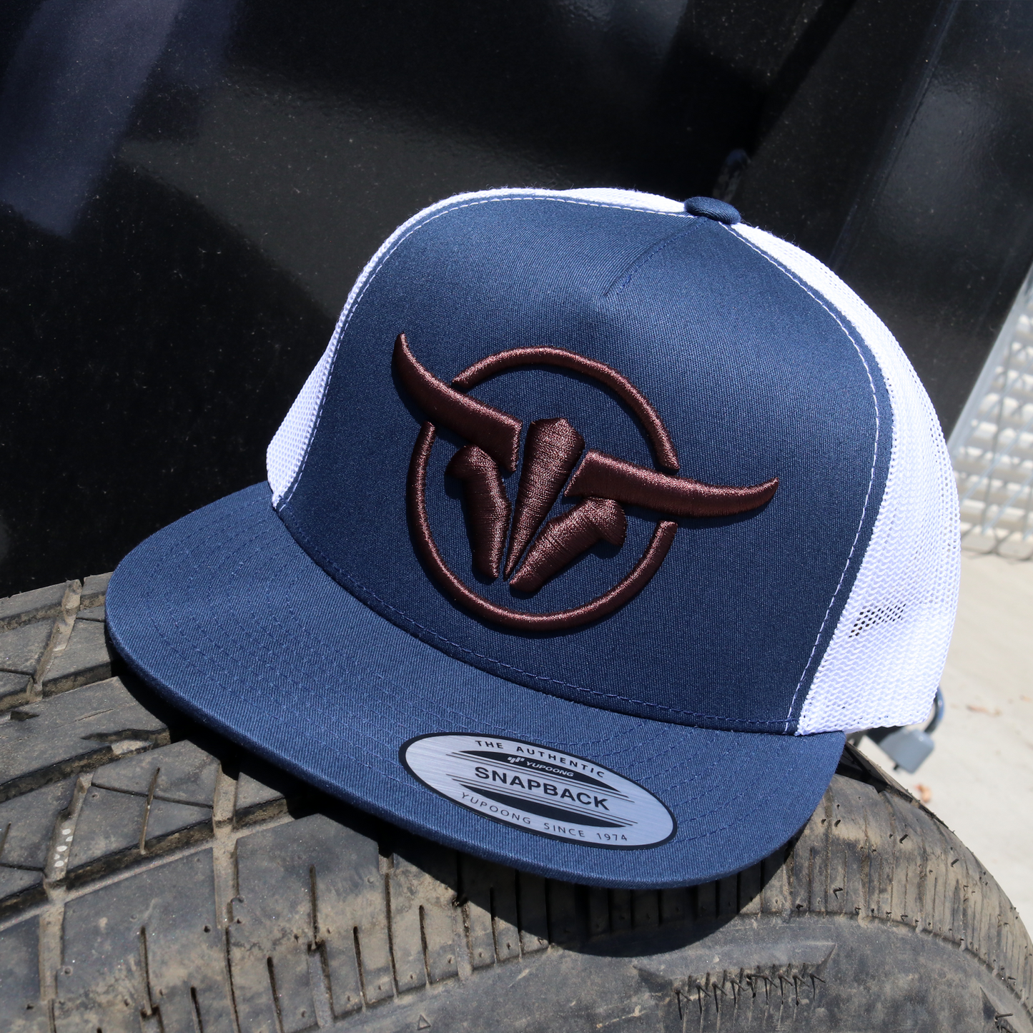 TB Circle Navy/White Trucker Hat - Flat Visor