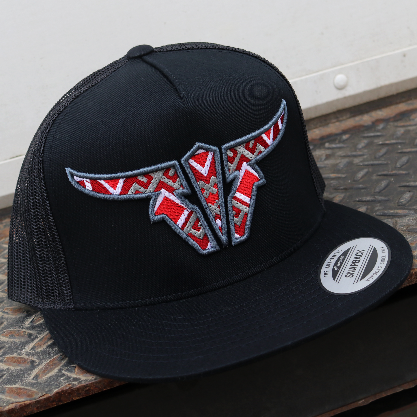 Aztec Black Trucker Hat - Flat Visor