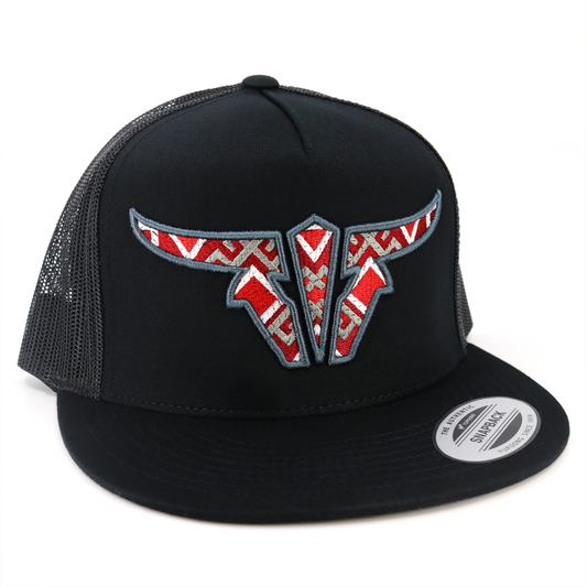 Aztec Black Trucker Hat - Flat Visor