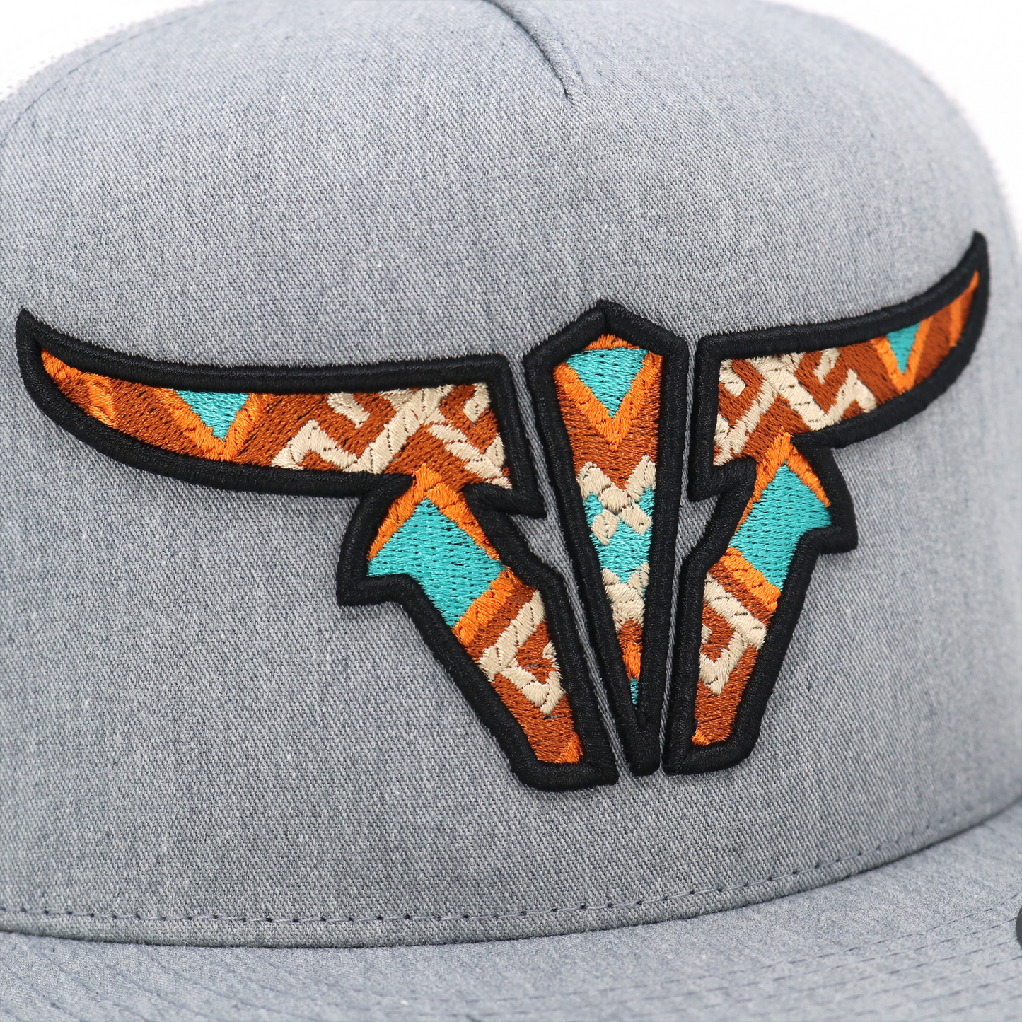 Aztec Heather/White Trucker Hat - Flat Visor