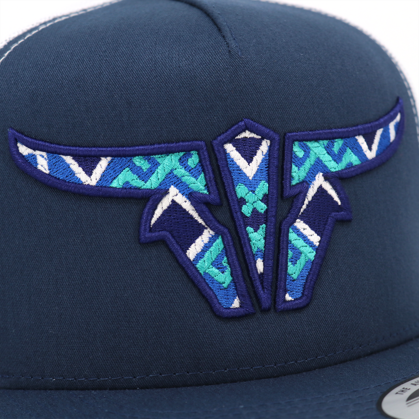 Aztec Navy/White TruckerHat - Flat Visor