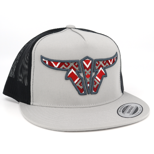 Aztec Silver/Black Trucker Hat - Flat Visor