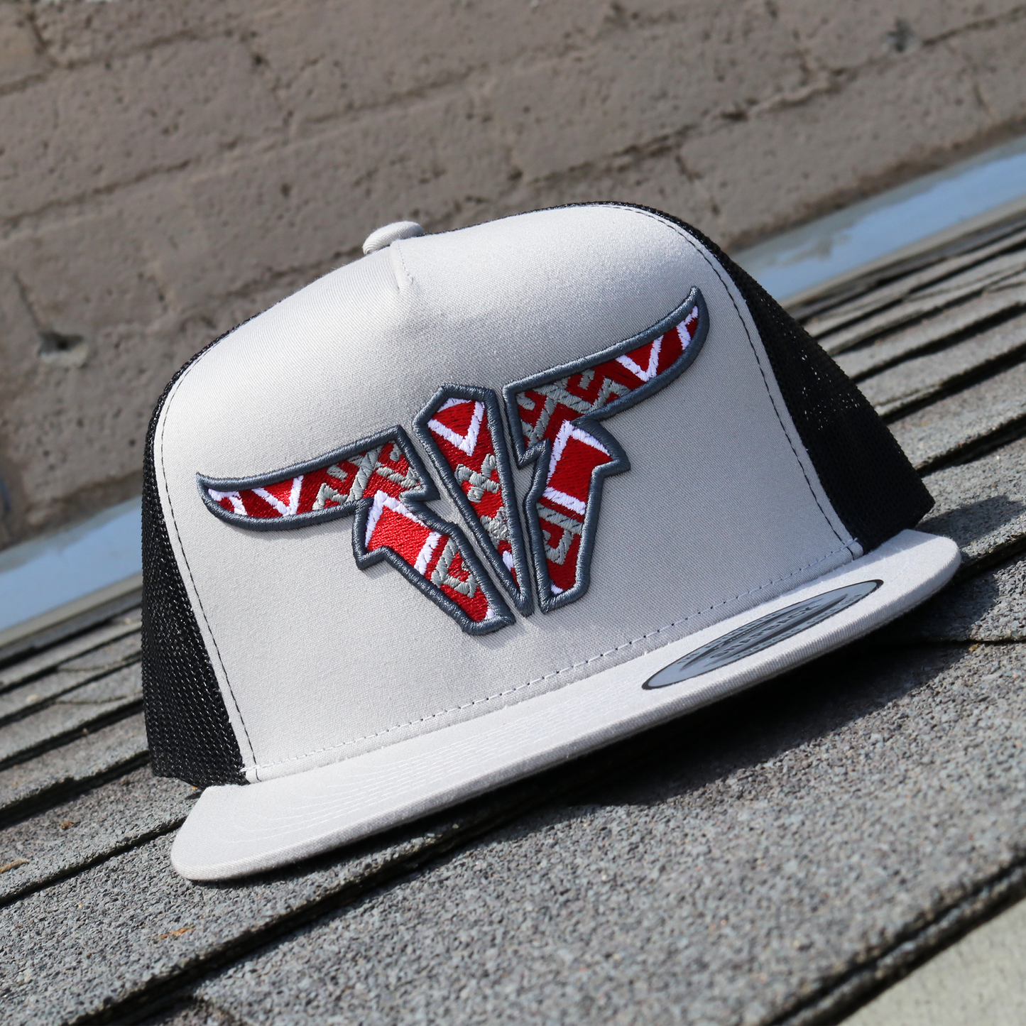 Aztec Silver/Black Trucker Hat - Flat Visor