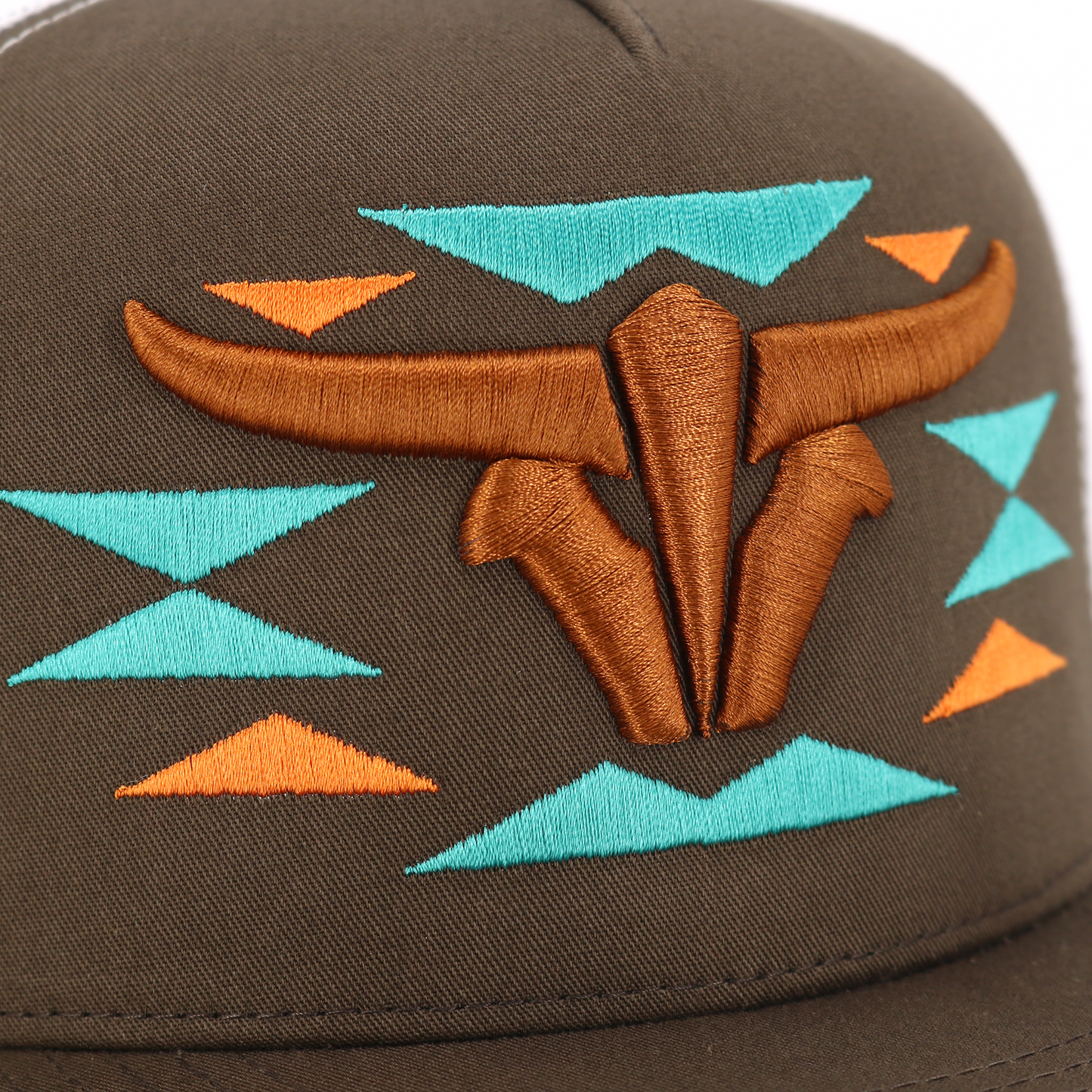 Cherokee Brown/White Trucker Hat - Flat Visor