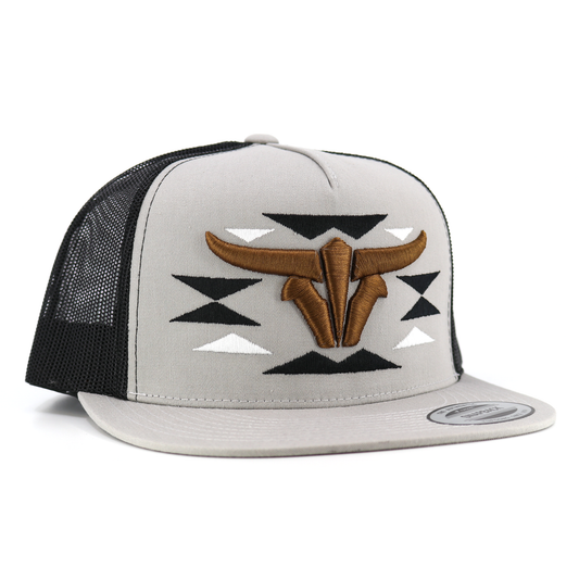 Cherokee Silver/Black Trucker Hat - Flat Visor