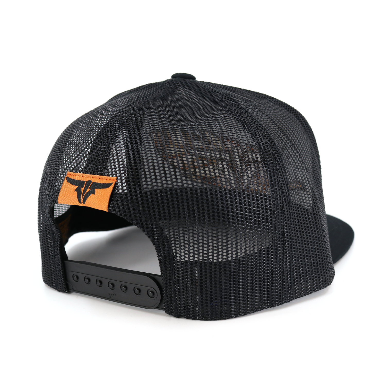 Feather Black Trucker Hat - Flat Visor