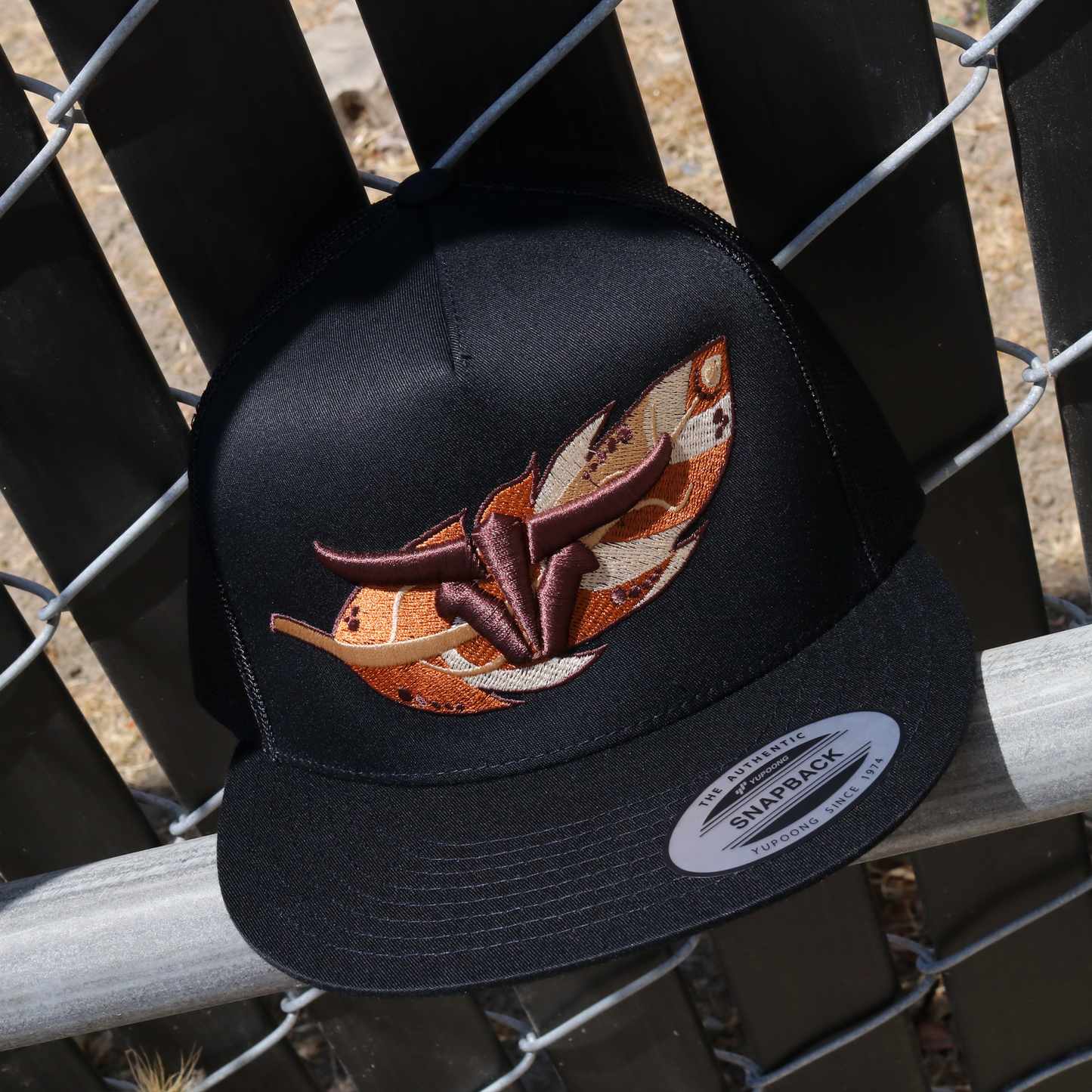 Feather Black Trucker Hat - Flat Visor