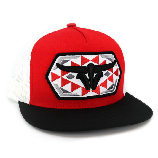 Native Black/Red/White Trucker Hat - Flat Visor