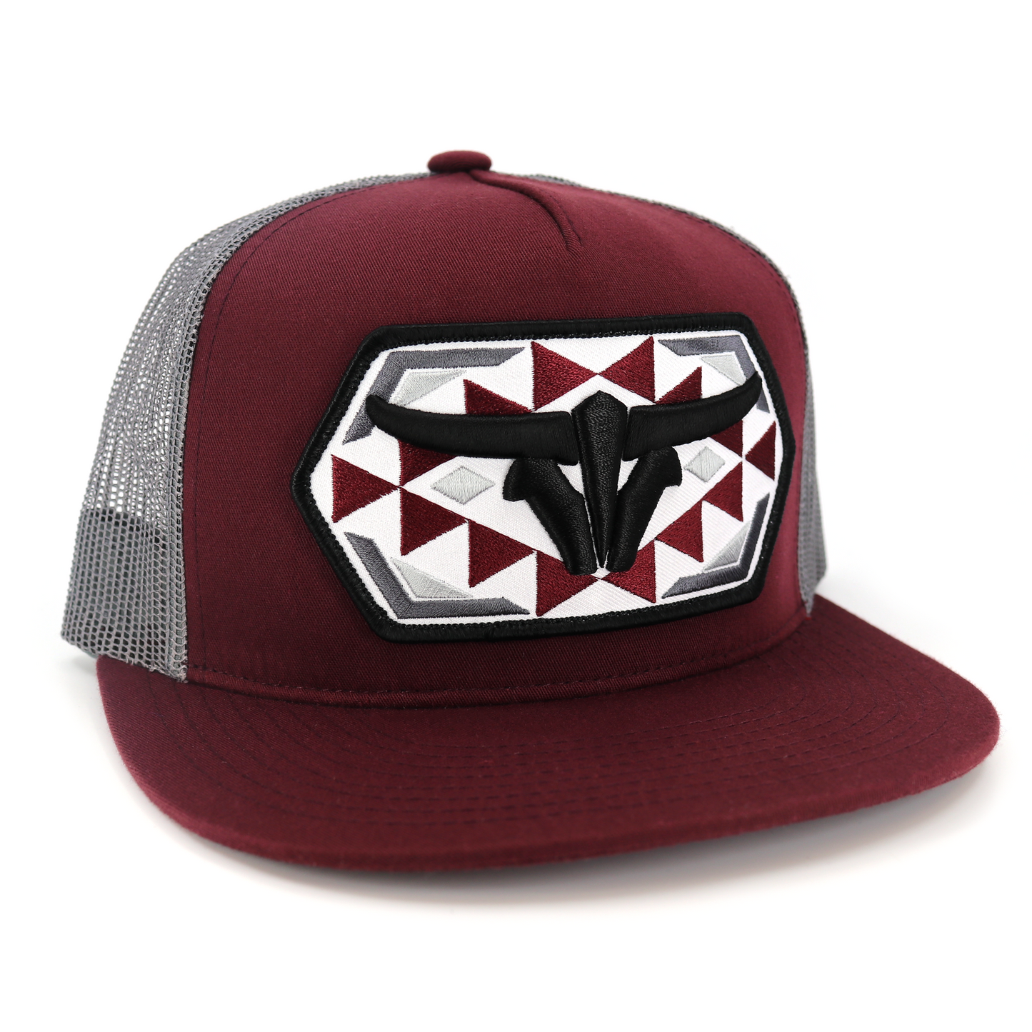 Native Maroon/Grey Trucker Hat - Flat Visor