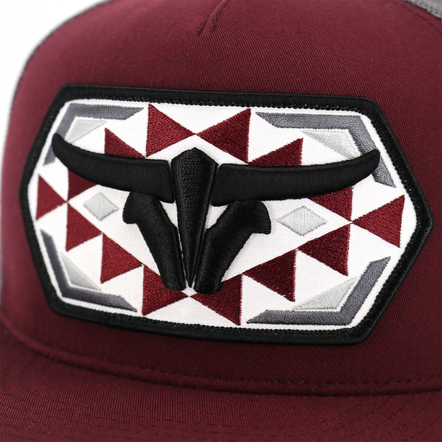 Native Maroon/Grey Trucker Hat - Flat Visor