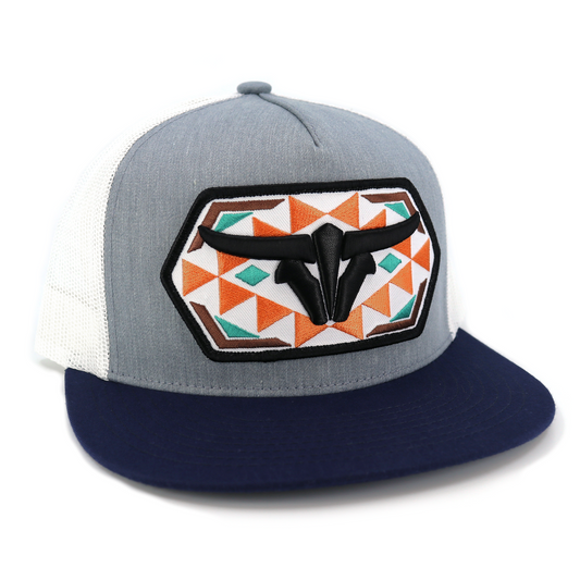 Native Navy/Heather/White Trucker Hat - Flat Visor