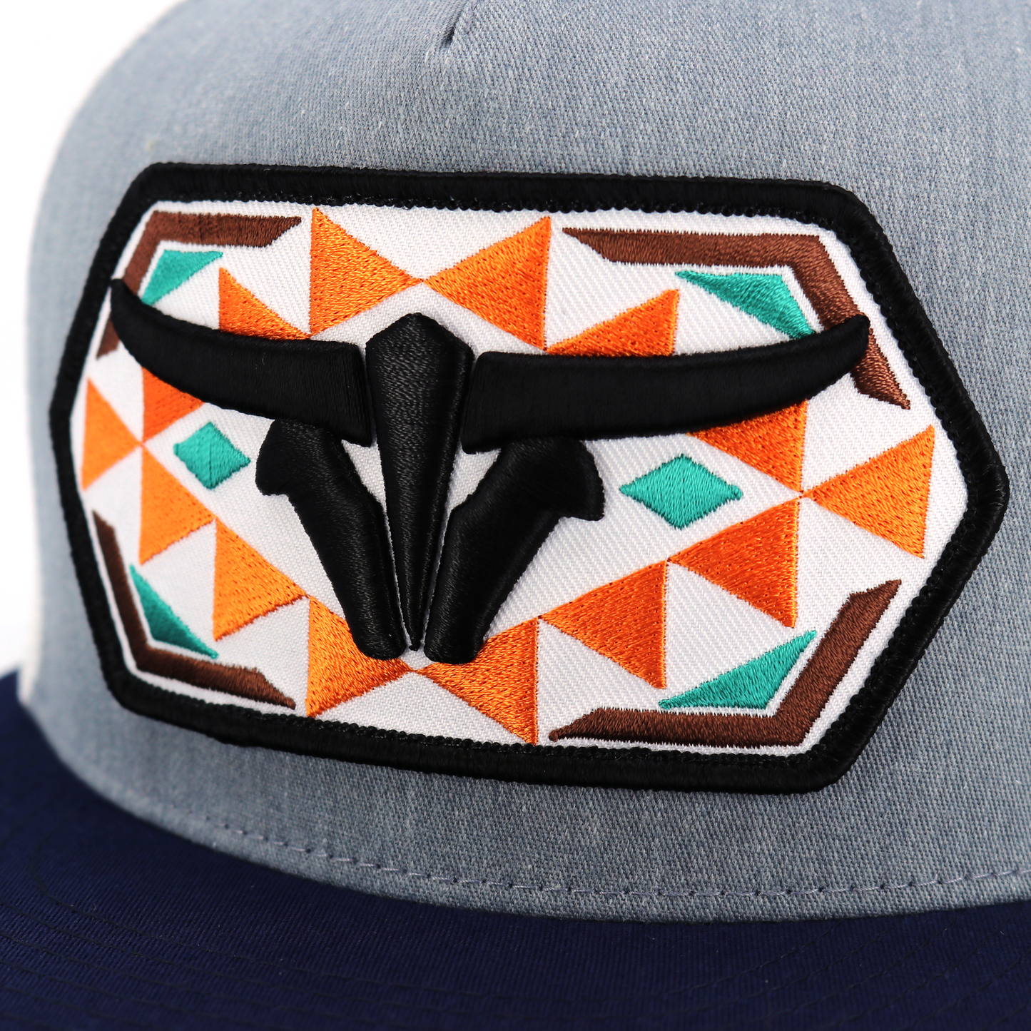 Native Navy/Heather/White Trucker Hat - Flat Visor