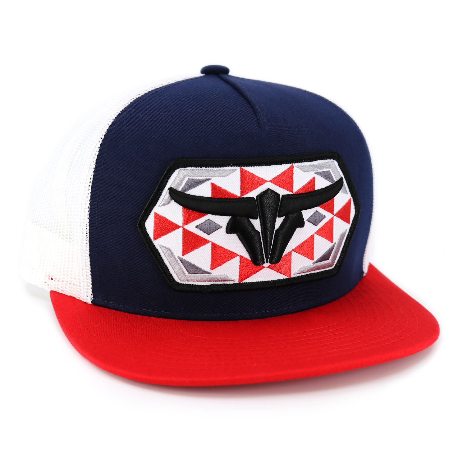 Native Red/Navy/White Trucker Hat - Flat Visor