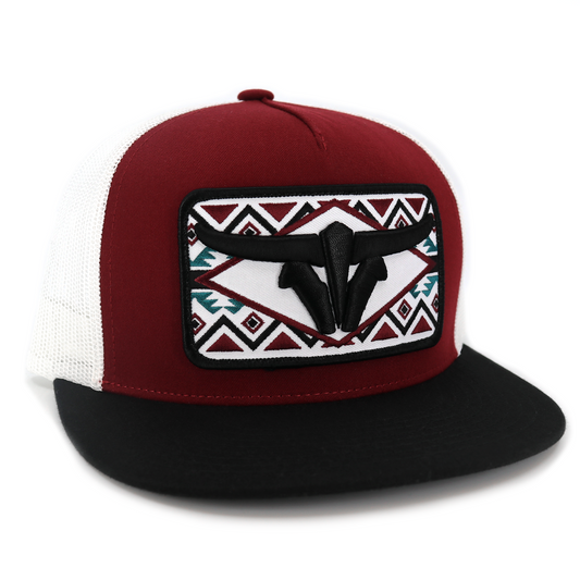 Sonora Black/Maroon/White Trucker Hat - Flat Visor