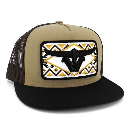 Sonora Black/Tan/Brown Trucker Hat - Flat Visor