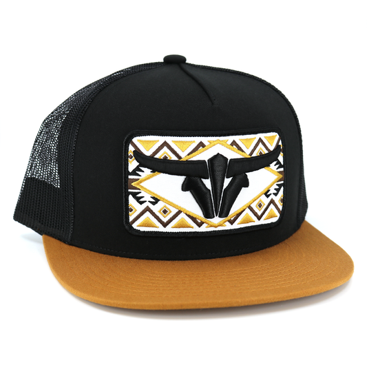 Sonora Caramel/Black/Black Trucker Hat - Flat Visor