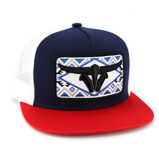 Sonora Red/Navy/White Trucker Hat - Flat Visor