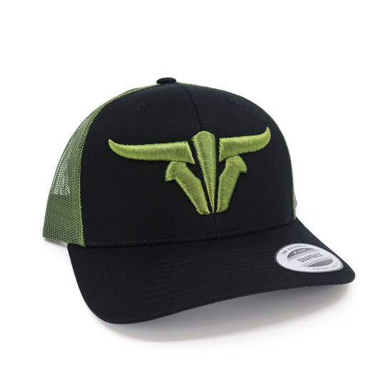 ToroBull Black/Olive Trucker Hat - Curved Visor