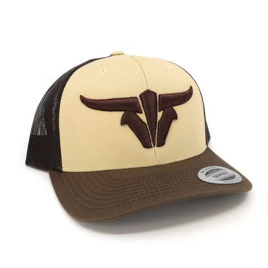 ToroBull Brown/Tan/Brown Trucker Hat - Curved Visor