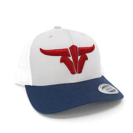 ToroBull Navy/Silver/White Trucker Hat - Curved Visor