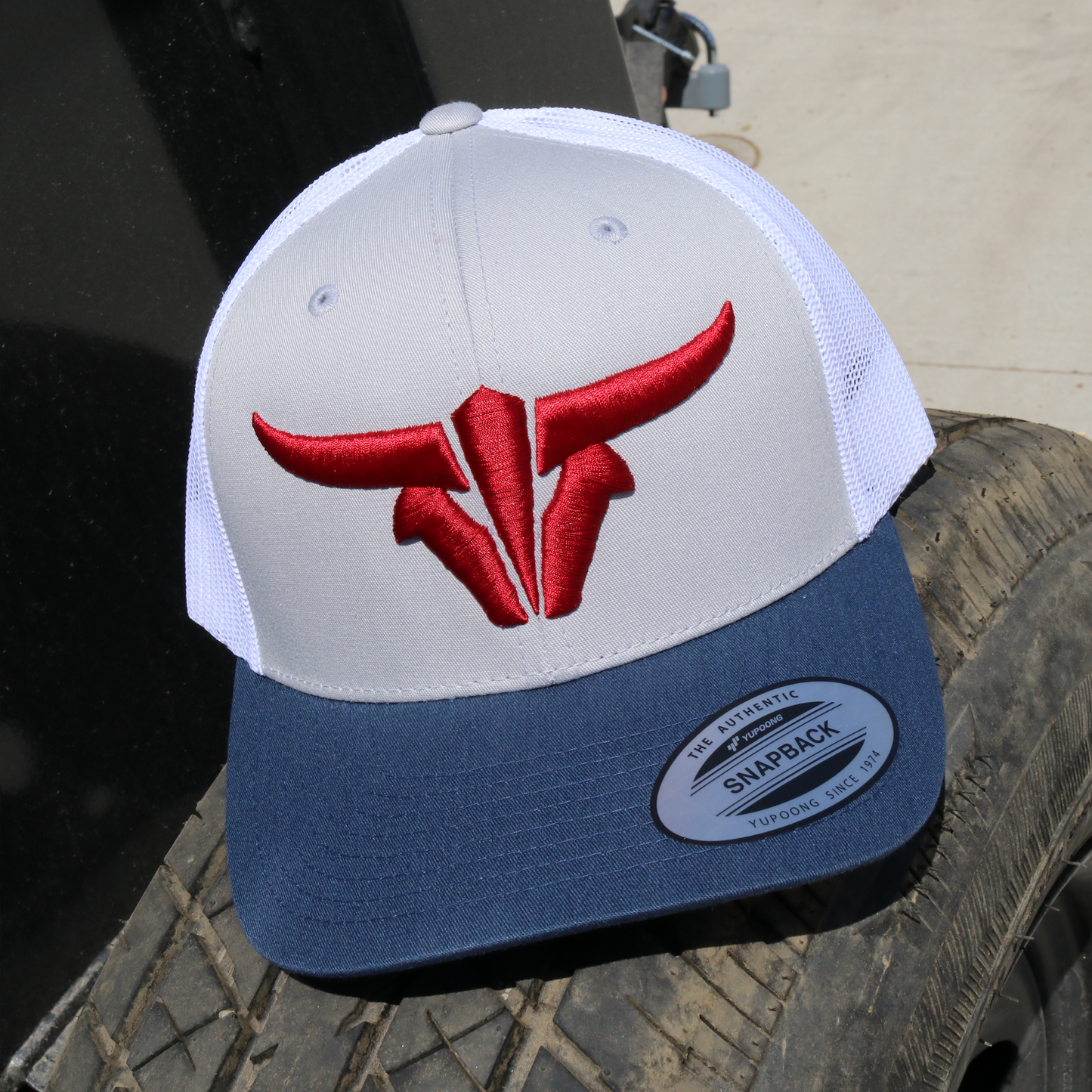 ToroBull Navy/Silver/White Trucker Hat - Curved Visor