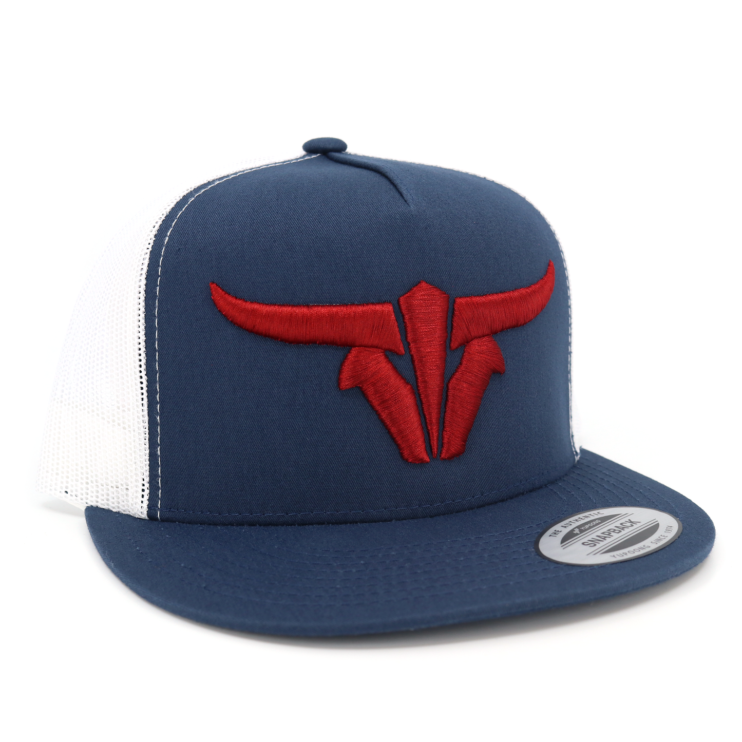 ToroBull Navy/White Trucker Hat - Flat Visor