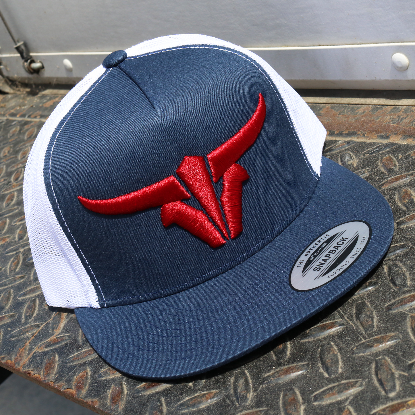 ToroBull Navy/White Trucker Hat - Flat Visor