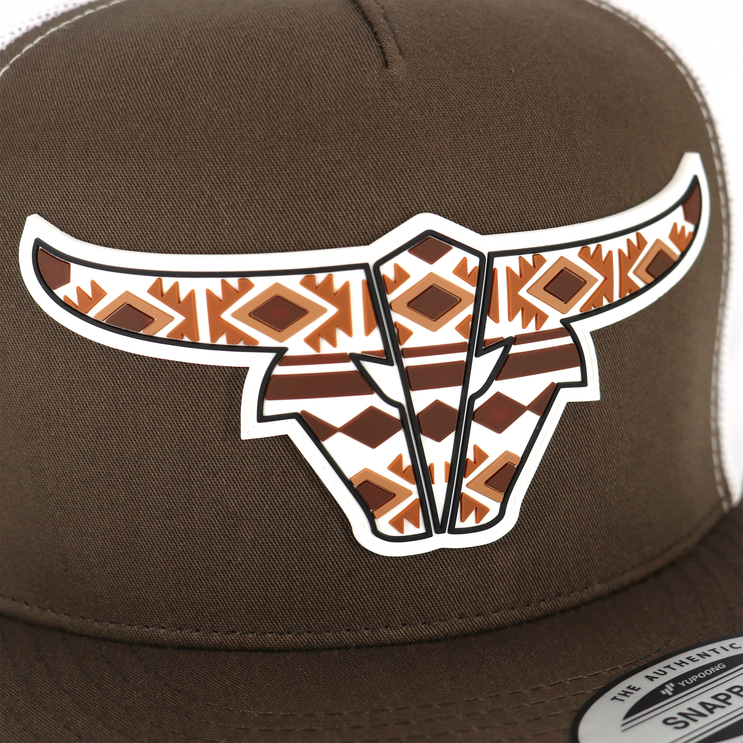 Tribal Brown/White Trucker Hat - Flat Visor