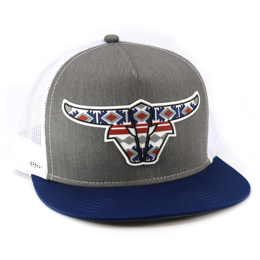 Tribal Navy/Heather/White - Trucker Hat