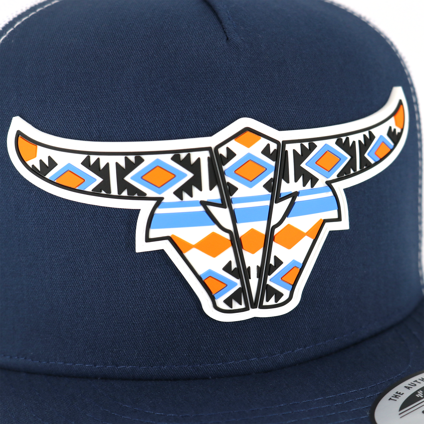 Tribal Navy/White Trucker Hat - Flat Visor