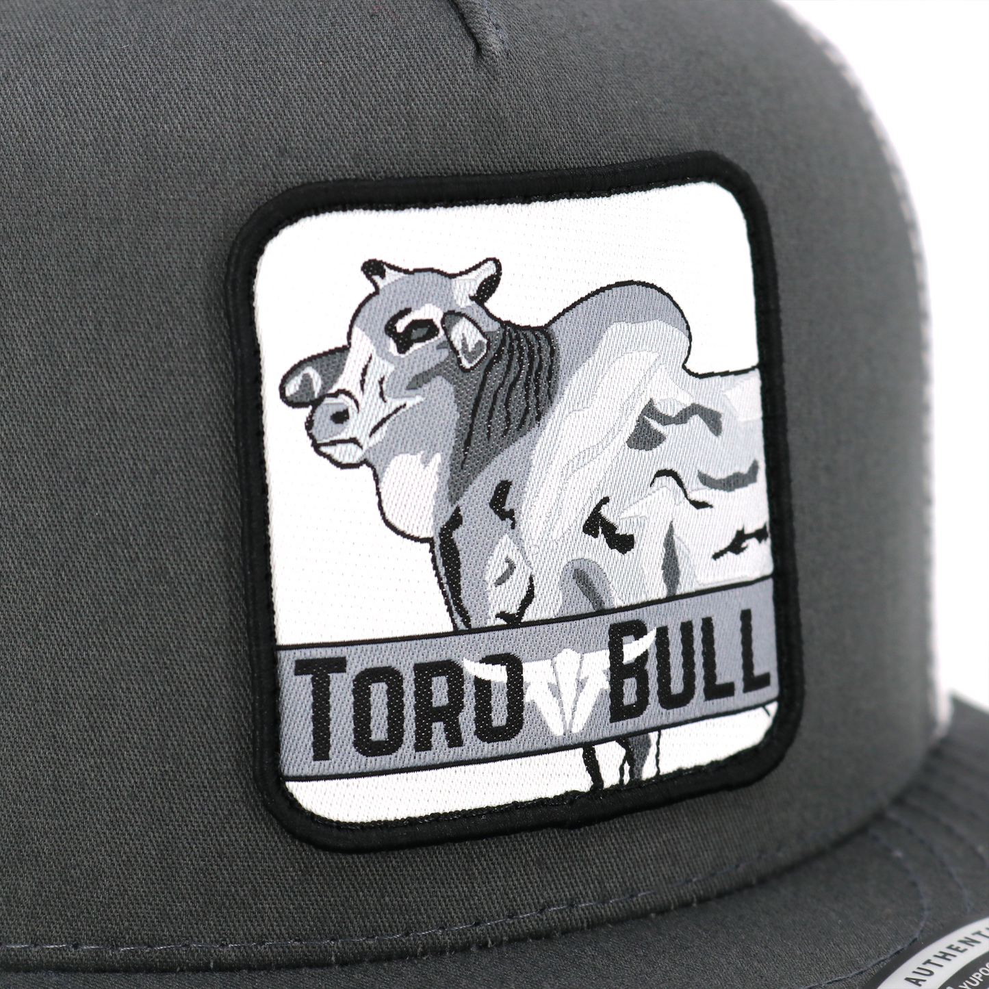 Zebu Charcoal/White Trucker Hat - Flat Visor